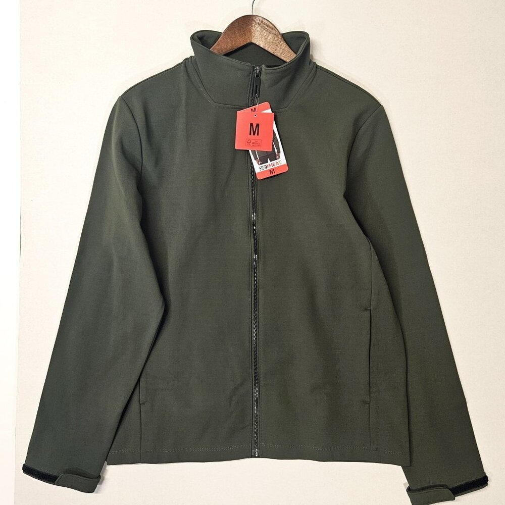 32 Degrees Heat Mens Size M Full Zip Regular Fit Stand Collar Jacket Olive Green